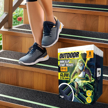 THUNDER GRIP Glow in the Dark 30" x 6"-12-Pack Weather Resistant Outdoor Stair Treads 80-Grit
