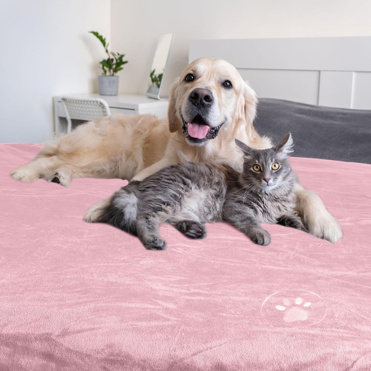Waterproof Pet Blanket - 50x60-Inch Reversible Sherpa Fleece Throw Protects Couches, Cars, and Beds from Spills, Stains, and Fur by PETMAKER (Gray)