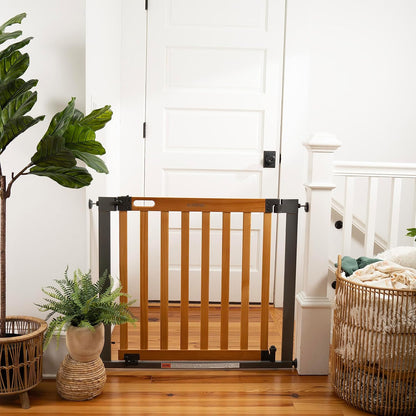 Ingenuity Ingenuity Thruway 60XW Series Extra Wide Safety Pet&Baby Gate,30"-60" Wide,26" Tall,Pressure or Hardware Mounted,Install Wall to Wall in Doorway or Stairway–Honey Oak Stained Wood&Metal