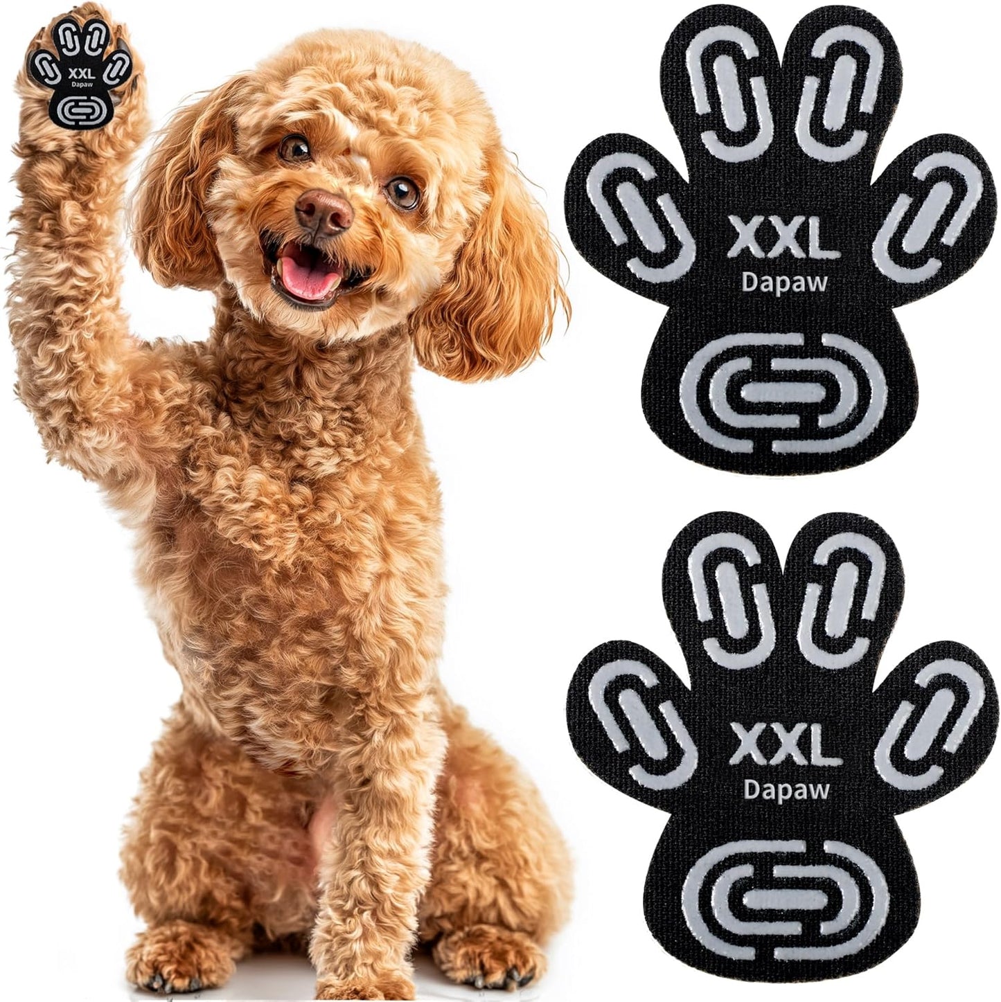 Dapaw Dog Paw Protector Pads, Anti-Slip Paw Grip for Senior & Injured Dogs on Hardwood & Tile Floors, Paw Stickers for Hot Pavement with Strong Traction (5 Sets, 20 Pcs) L