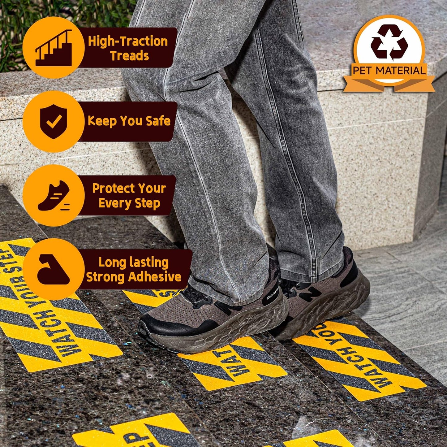 LifeGrip Stair Treads Non-Slip (15PCS), Anti Slip Transparent Stair Treads Tape for Indoor Wooden Step (4"X30"X15P-Treads)