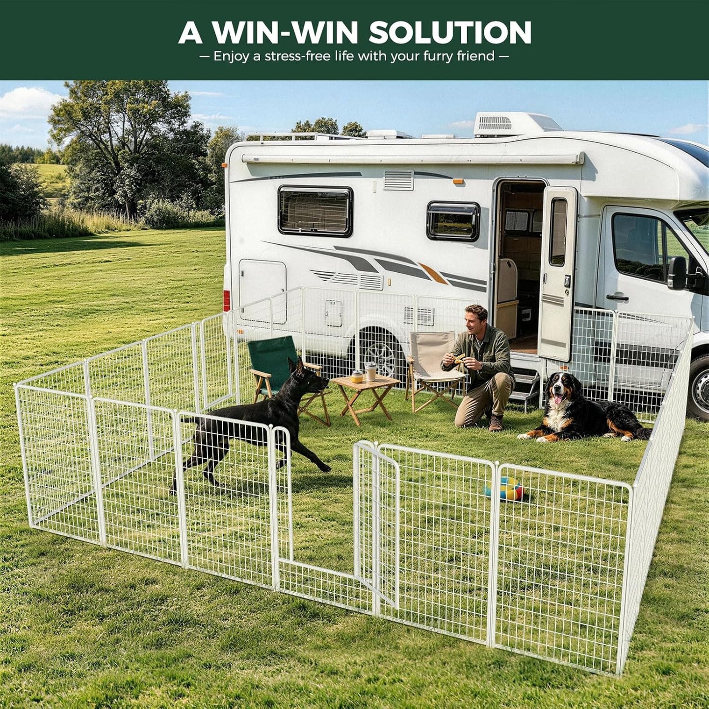 FXW Rollick Unleashed Dog Playpen for Indoor, Yard, RV Camping, 24 inch 8 Panels for Small and Puppy Dogs, Black│Patented