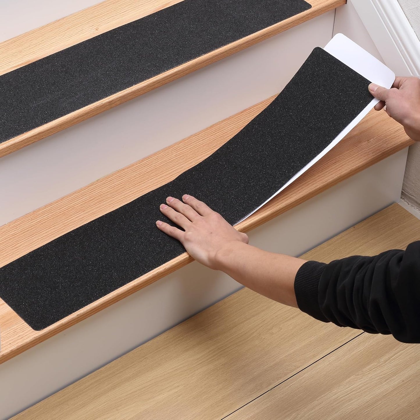 MBIGM 12-Pack Non-Slip Outdoor Stair Treads - Anti Slip 8" X 30" Grip Tape Adhesive Strips - Heavy Duty Traction for Steps, Staircase, Deck