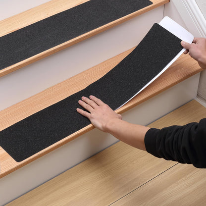 MBIGM 12-Pack Non-Slip Outdoor Stair Treads - Anti Slip 8" X 30" Grip Tape Adhesive Strips - Heavy Duty Traction for Steps, Staircase, Deck
