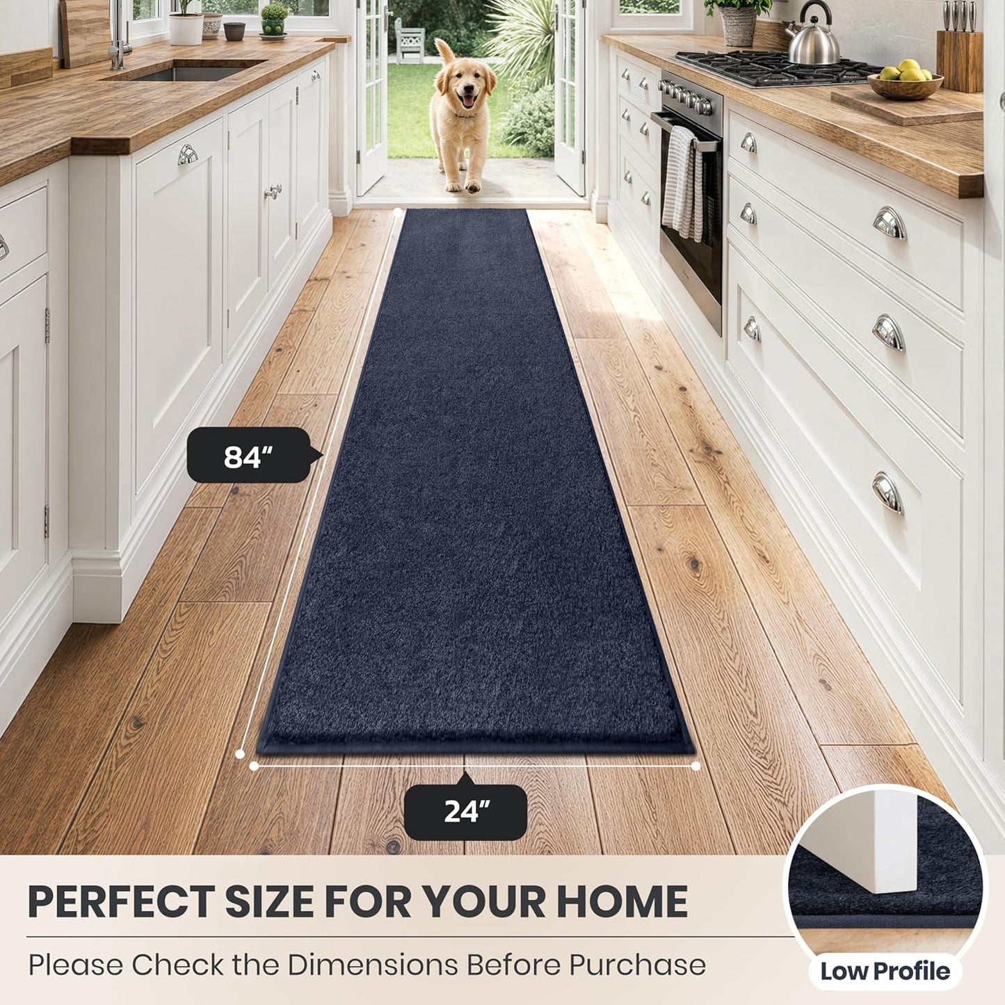 PURRUGS Dirt Trapping Door Mat 20" x 31.5", Non-Slip Machine Washable Entryway Rug, Dog Doormat, Indoor Front Door Mat, Super Absorbent Entry Rug for Muddy Shoes & Paws, Bluish Grey-Black