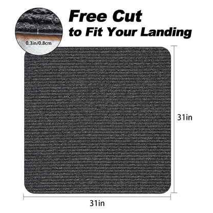 Stair Treads for Wooden Steps Carpet, Non-Slip Stair Runner Indoor Outdoor Stair Tread Mats Covers Pads, 19" x 31"Matching Landing Step Runner for Elders, Kids and Dogs (19" x 31", Black)