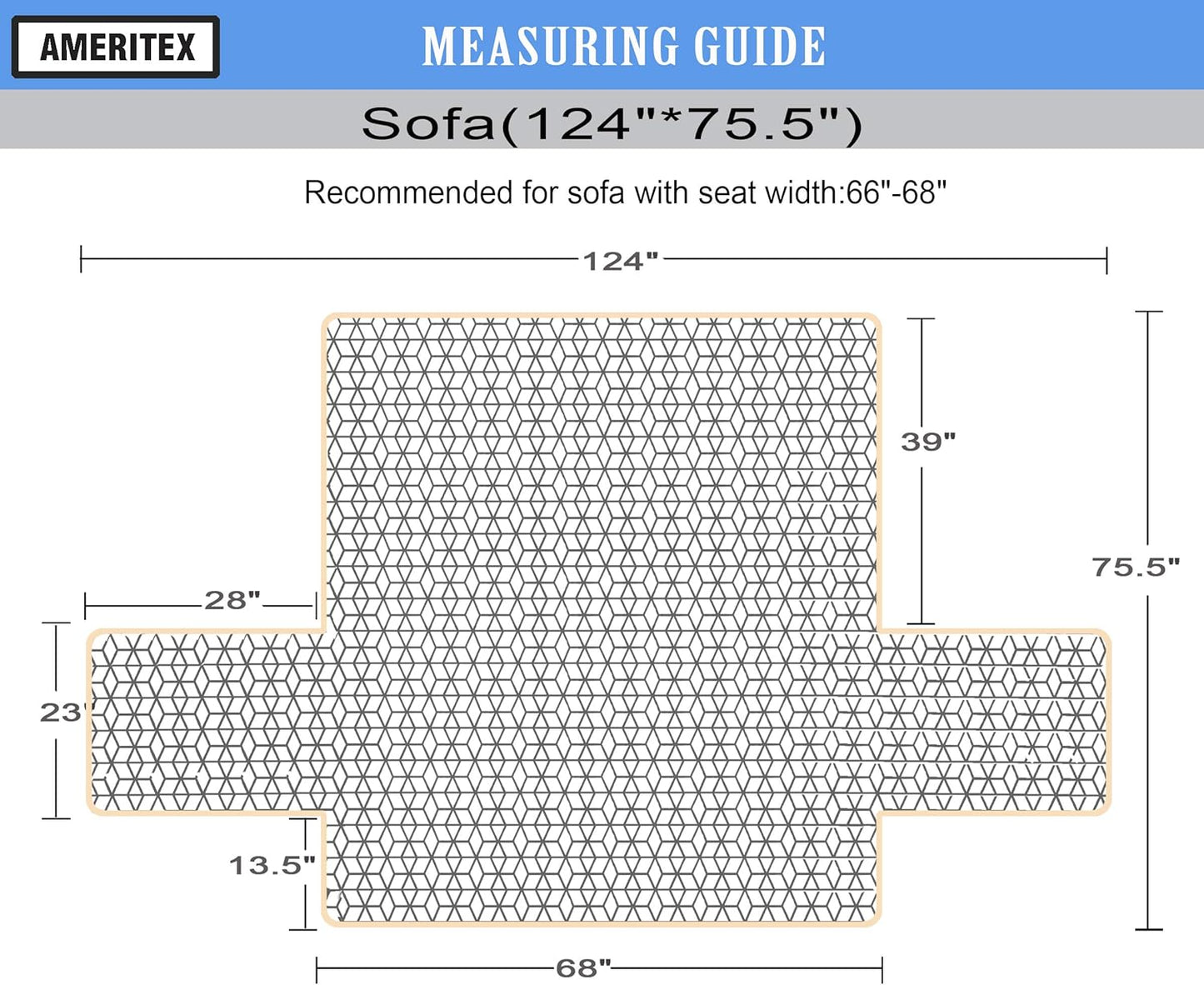 Ameritex Couch Sofa Slipcover 100% Waterproof Nonslip Quilted Furniture Protector for Dogs, Children, Pets, Machine Washable (Beige, 68")
