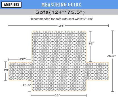 Ameritex Couch Sofa Slipcover 100% Waterproof Nonslip Quilted Furniture Protector for Dogs, Children, Pets, Machine Washable (Beige, 68")
