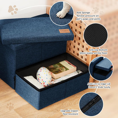 Love's cabin Dog Stairs with Storage 13" H, Foldable Pet Stairs for Small Medium or Large Dogs, Cat Puppy Steps Ramp with Zip up to 150 lbs, Solid Grey, 2 Steps