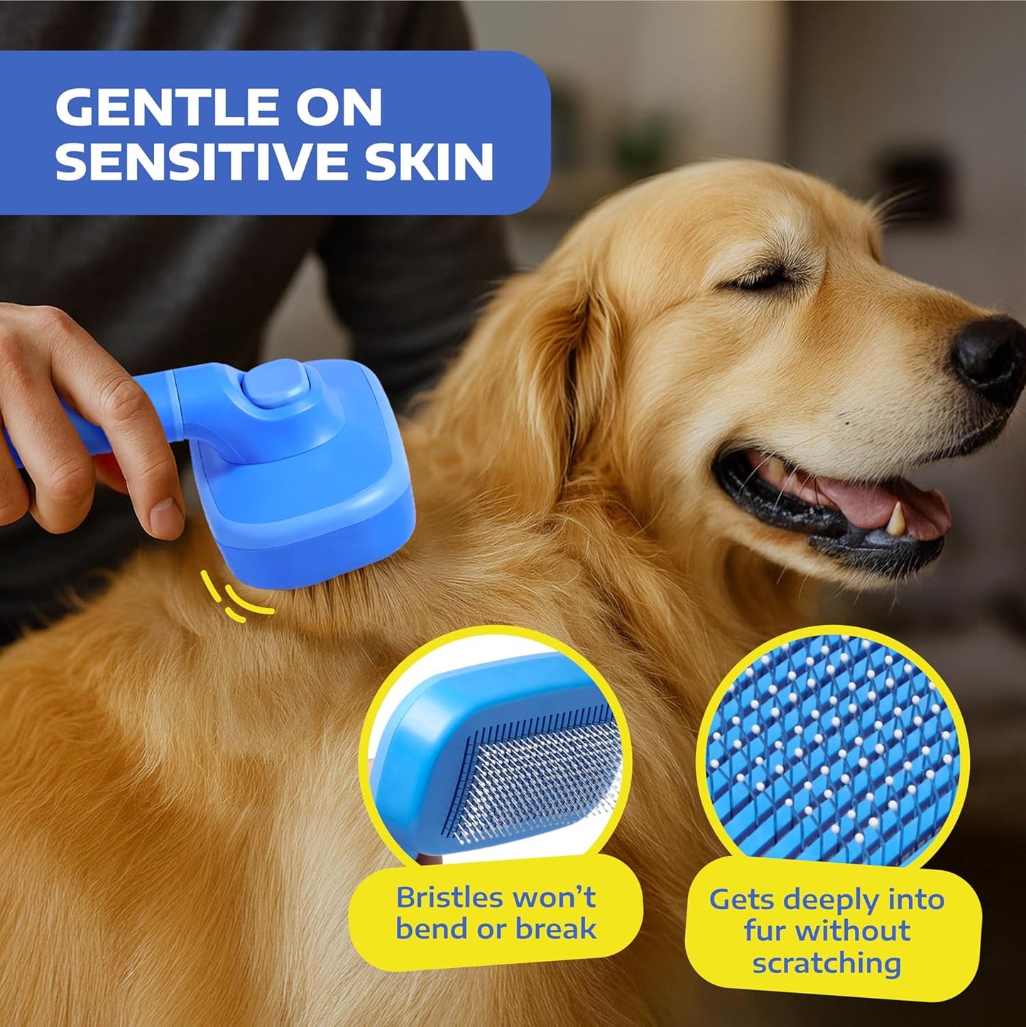 Hertzko Self Cleaning Slicker Brush for Dogs and Cats - Pet Hair Brush for Shedding Long and Short Hair - Easy Clean Retractable Bristles - Cat and Dog Grooming Tool - Purple