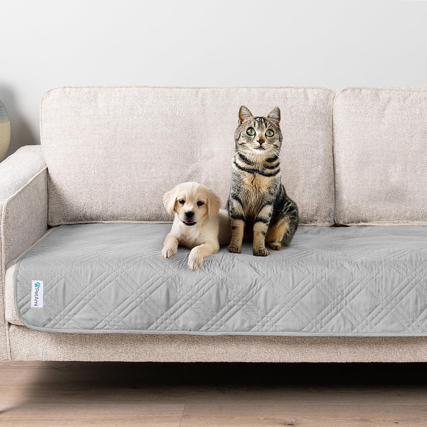 PetAmi Waterproof Couch Cover for Dogs, Reversible Furniture Cover Sofa Protector for Pet Cat Bed, Washable Blanket Dog Cover for Couch Seat, 52x82 Gray
