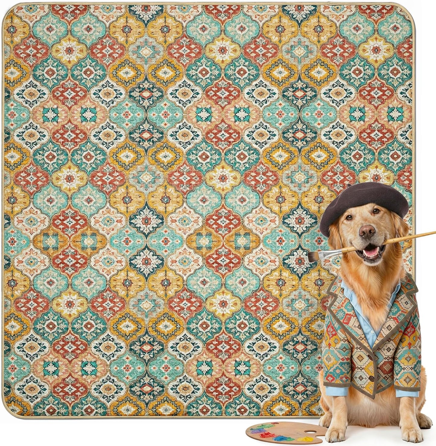 FXW Washable Pee Pads for Dogs, Puppy Pads with Super Absorbent, Specifically Designed for FXW Rollick/Homeplus 24inch 6 Panels Dog Playpen, 39" x 63" Rectangle, Khaki, 1 Pack