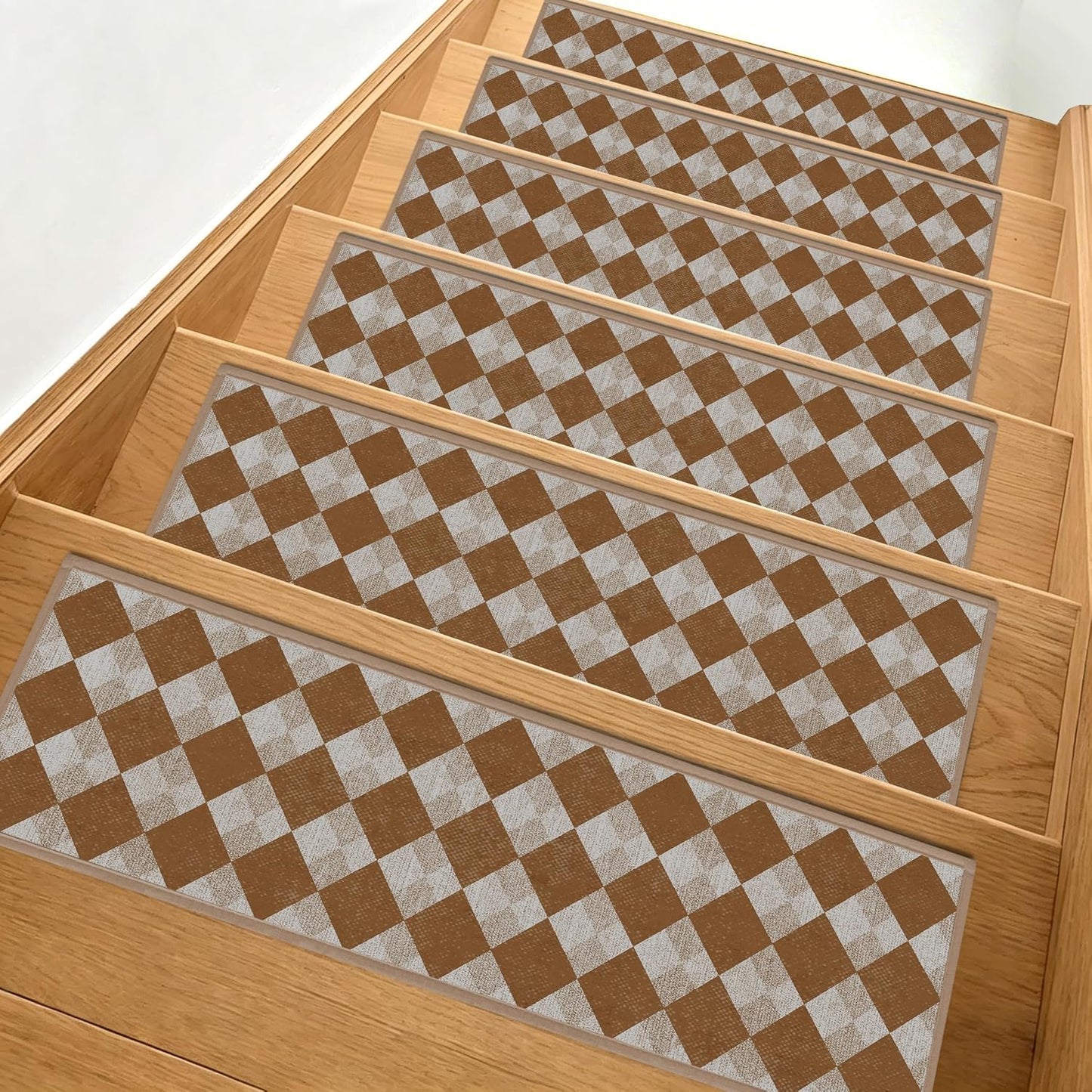 Non-Slip Stair Treads for Wooden Steps 15pcs,8"x30" Stair Carpet Treads for Indoor Use,Peel and Stick Stair Runners,Washable Reusable Adhesive Backing,Pet-Friendly Stair Capet for Kids,Elders,Dogs