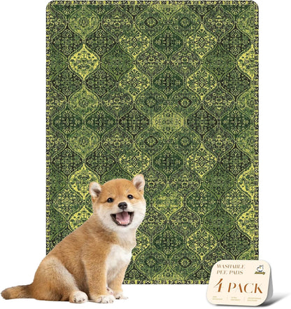 nunubaby Washable Pee Pads for Dogs, Stylish, Non-Slip and Leak-Proof Pee Pads. Reusable Potty Pads for Dogs for Crates and Floors.(Beige/Multi, 24" x48" )