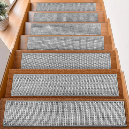 FlowaFoli Stair Treads for Wooden Steps Indoor,8" X 30" (15 in Pack) Stair Treads Non Slip, Machine Washable for Kids Elders and Pets,Beige