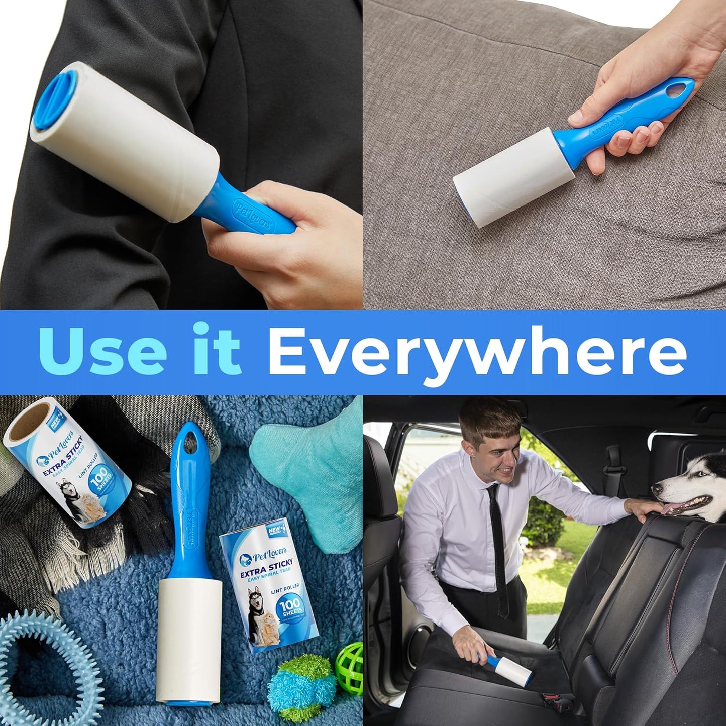 PetLovers Extra Sticky Lint Roller Mega Value Set 600 Sheets for Pet Hair Removal, Dog and Cat Lint Remover 6 Pack