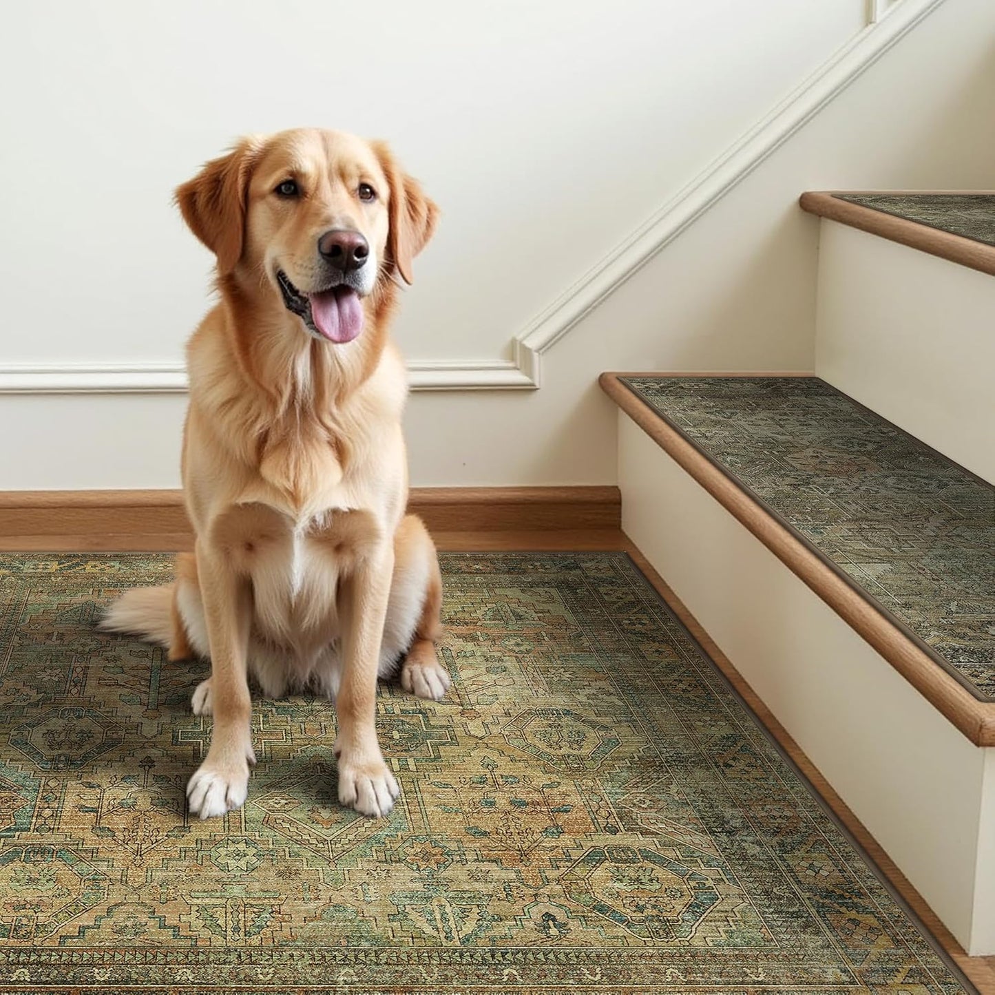 sarben Non Slip Stair Treads for Wooden Steps 15PCS - 8"x30" Indoor Safety Carpet, Edging Mats with TPE Adhesive Backing, Pet and Elderly Friendly Stair Rugs (Taupe) - Colors B