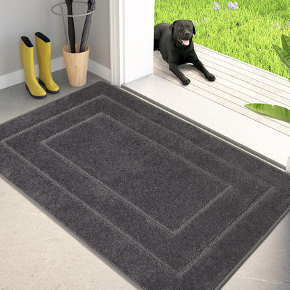 PURRUGS Dirt Trapping Door Mat 32" x 47", Non-Slip/Skid Machine Washable Entryway Rug, Dog Doormat, Super Absorbent Welcome Mat for Muddy Wet Shoes and Paws, Grayish Brown