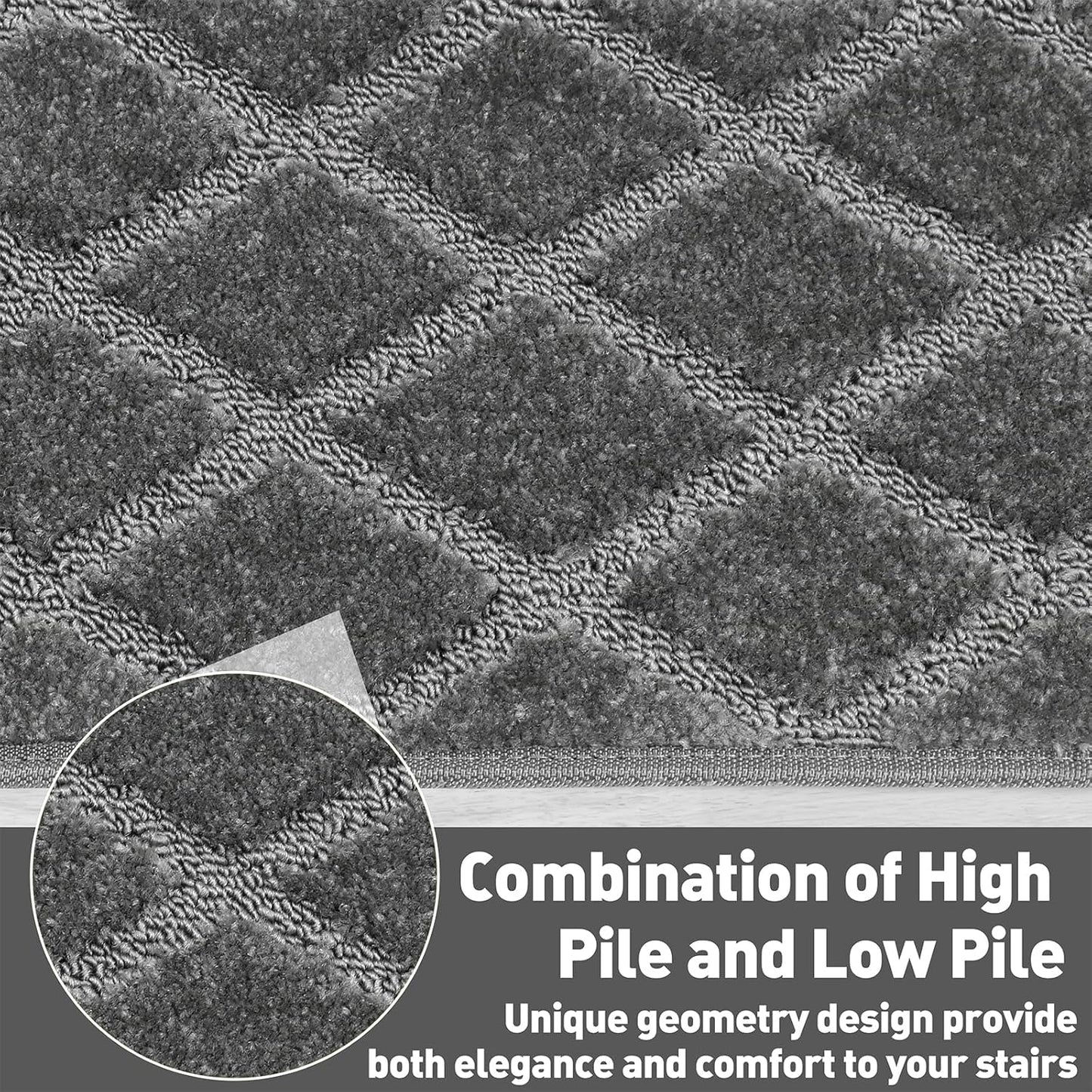 PURE ERA Bullnose Carpet Stair Treads Set Tape Free Non-Slip Indoor Stair Protectors Pet Friendly Rugs Covers Soft Skid Resistant Washable Reusable 9.5" x 30"(14 Pieces,Cream Gray)