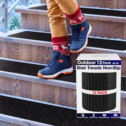 Clear Non Slip Stair Treads for Wooden Steps Indoor 30"x6" – 15-Pack Peel Stick Stair Treads – Self Adhesive Transparent Step Covers – Stair Grip Tape for Dogs, Kids – by STEPCORE