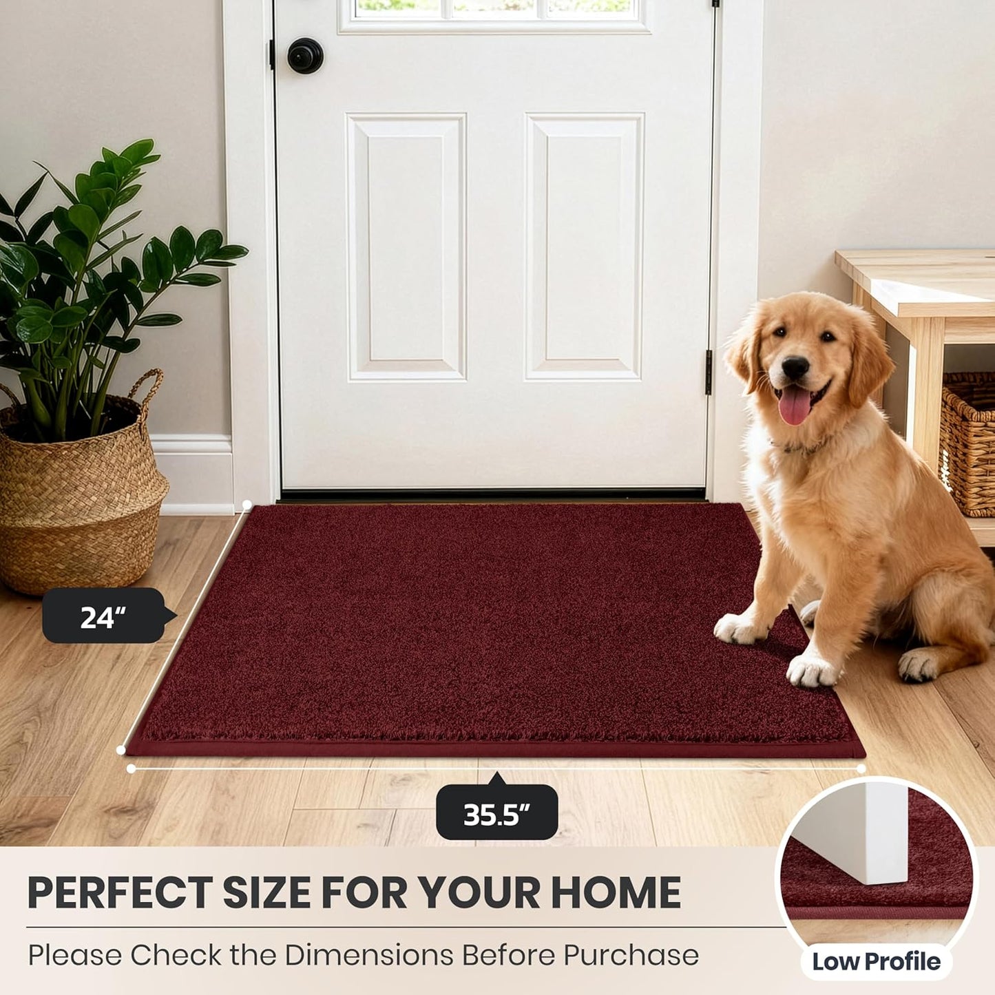 PURRUGS Dirt Trapping Door Mat 20" x 31.5", Non-Slip Machine Washable Entryway Rug, Dog Doormat, Indoor Front Door Mat, Super Absorbent Entry Rug for Muddy Shoes & Paws, Bluish Grey-Black