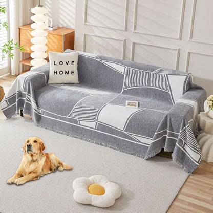 HAOMAIJIA Non Slip Couch Cover Sofa Covers for 3 Cushion Couch Washable sectional Couch Covers for Dogs pet Furniture Protector Couch Cover Blanket for Living Room (Off White, 91"x134")