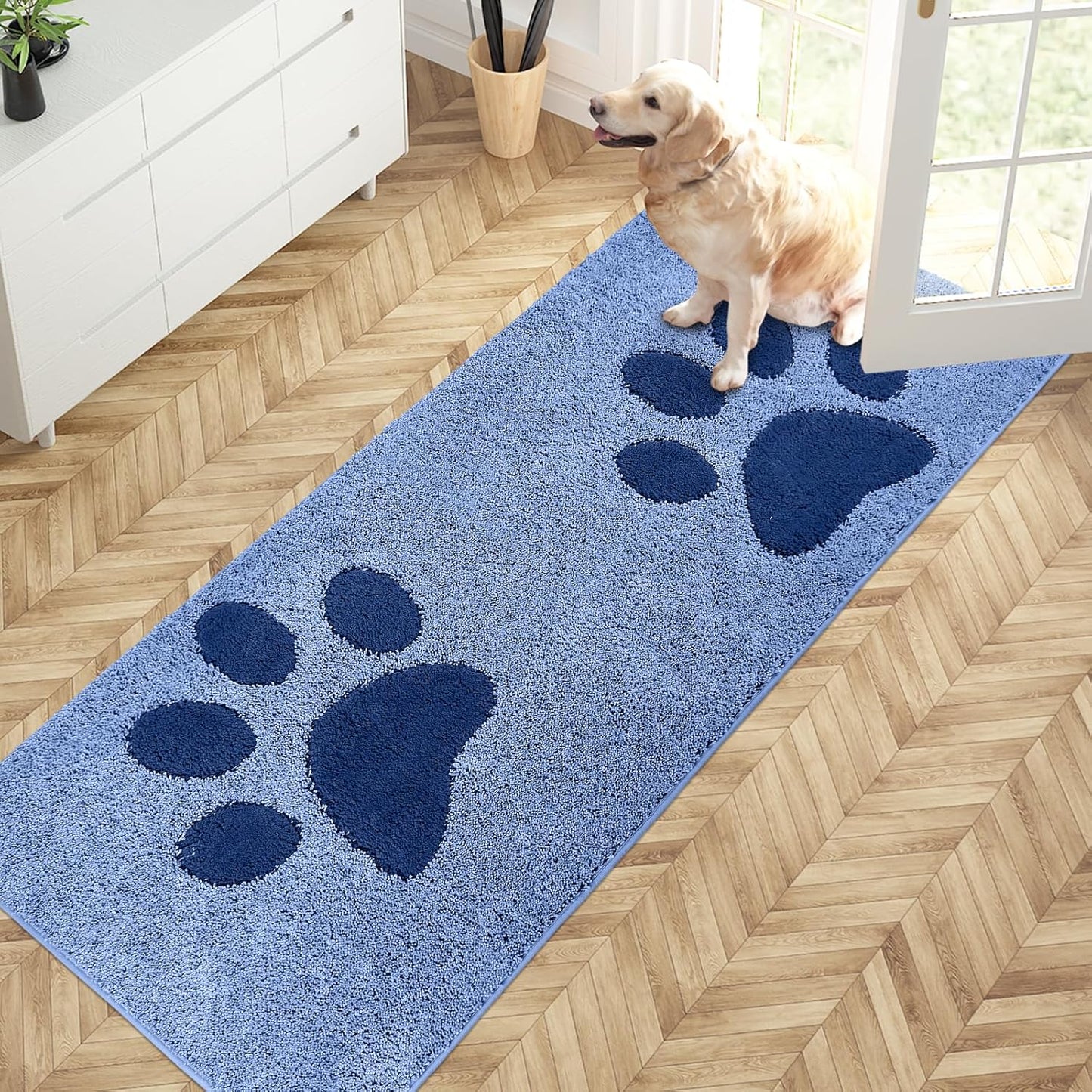 PURRUGS Dirt Trapping Door Mat 20" x 31.5", Non-Skid/Slip Machine Washable Microfiber Entryway Rug, Dog Doormat, Super Absorbent Welcome Mat for Muddy Wet Shoes and Paws, Grey