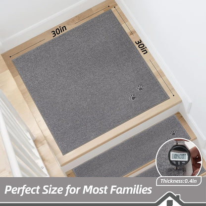 BEQHAUSE Stair Treads for Wooden Steps 28inX9in, Non Slip Carpet Stair Treads Indoor Stair Runners Machine Washable, Soft Stair Rugs Mat Surface Polyester TPE Backing, 4pcs, Charcoal