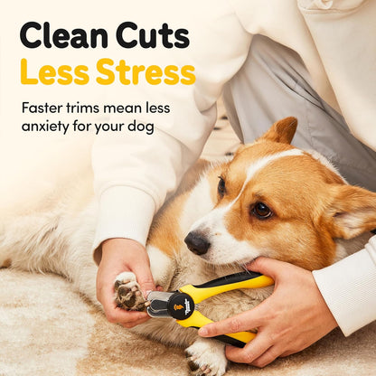 LED Dog Nail Clippers with Light, Trimmers with Protective Guard, Quick Sensor, Safety Lock and Nail File - Suitable for Large and Small Dogs & Cats (Yellow, LED)