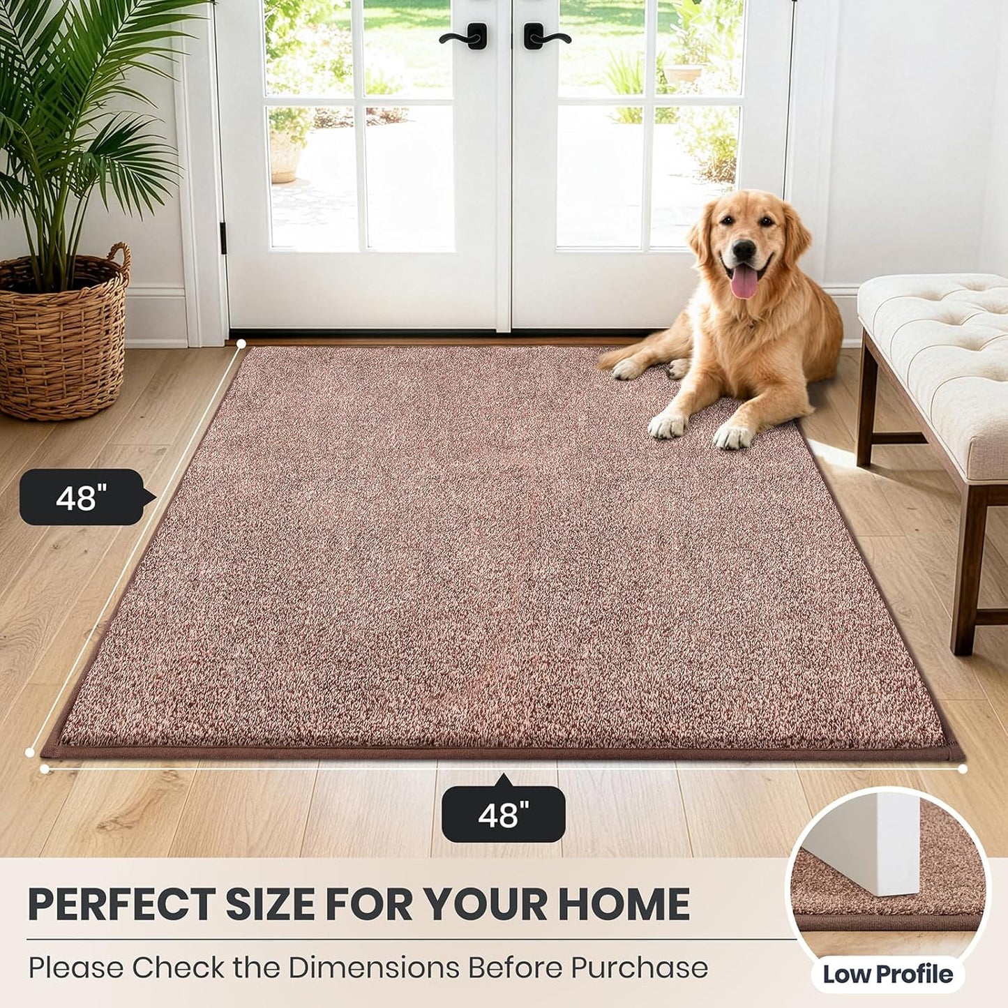 PURRUGS Dirt Trapping Door Mat 20" x 31.5", Non-Slip Machine Washable Entryway Rug, Dog Doormat, Indoor Front Door Mat, Super Absorbent Entry Rug for Muddy Shoes & Paws, Bluish Grey-Black