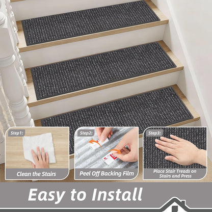 BEQHAUSE Stair Treads for Wooden Steps 28inX9in, Carpet Stair Treads Non Slip Indoor, Machine Washable Stair Runners for Kids Elders and Pets, Carpet for Stair Rugs Mat, TPE Backing, 15pcs, Taupe