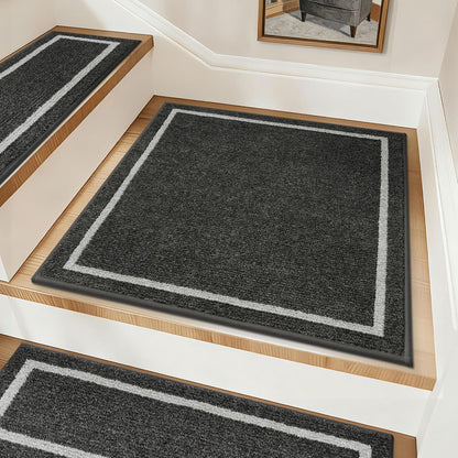 COSY HOMEER Soft Stair Treads Non-Slip Carpet Mat 28inX9in Indoor Stair Runners for Wooden Steps,Stair Rugs for Kids and Dogs, 100% Polyester TPE Backing 4pcs,Beige