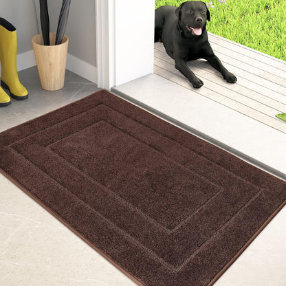 PURRUGS Dirt Trapping Door Mat 32" x 47", Non-Slip/Skid Machine Washable Entryway Rug, Dog Doormat, Super Absorbent Welcome Mat for Muddy Wet Shoes and Paws, Grayish Brown