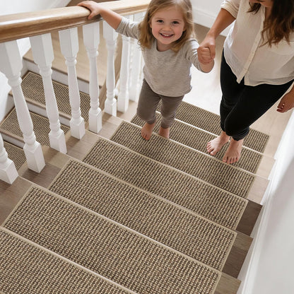 BEQHAUSE Stair Treads for Wooden Steps 28inX9in, Carpet Stair Treads Non Slip Indoor, Machine Washable Stair Runners for Kids Elders and Pets, Carpet for Stair Rugs Mat, TPE Backing, 15pcs, Taupe