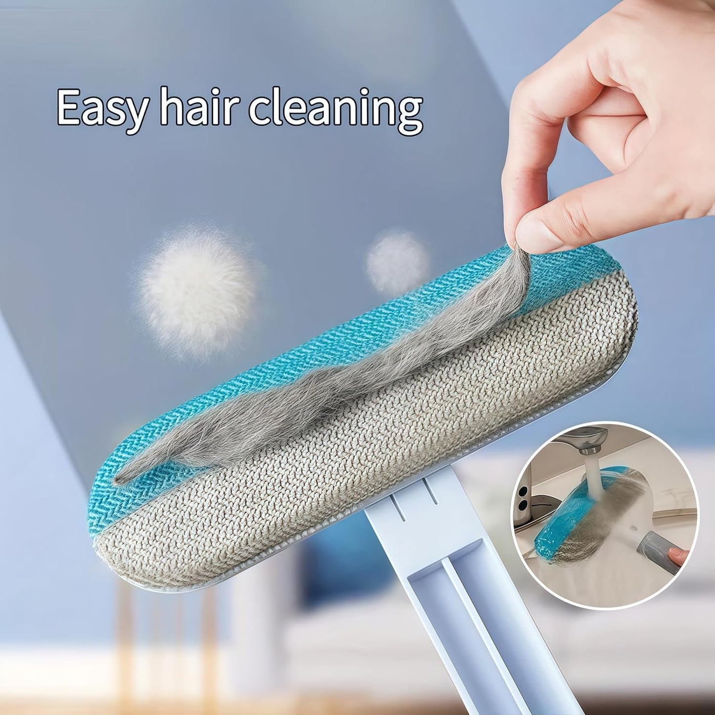 4-in-1 Pet Hair Removal Tool, Carpet Hair Removal Tool with Comb Pet Hair Remover for Furniture Reusable Long Handle for Furniture, Sofa, Carpet, and Bedding
