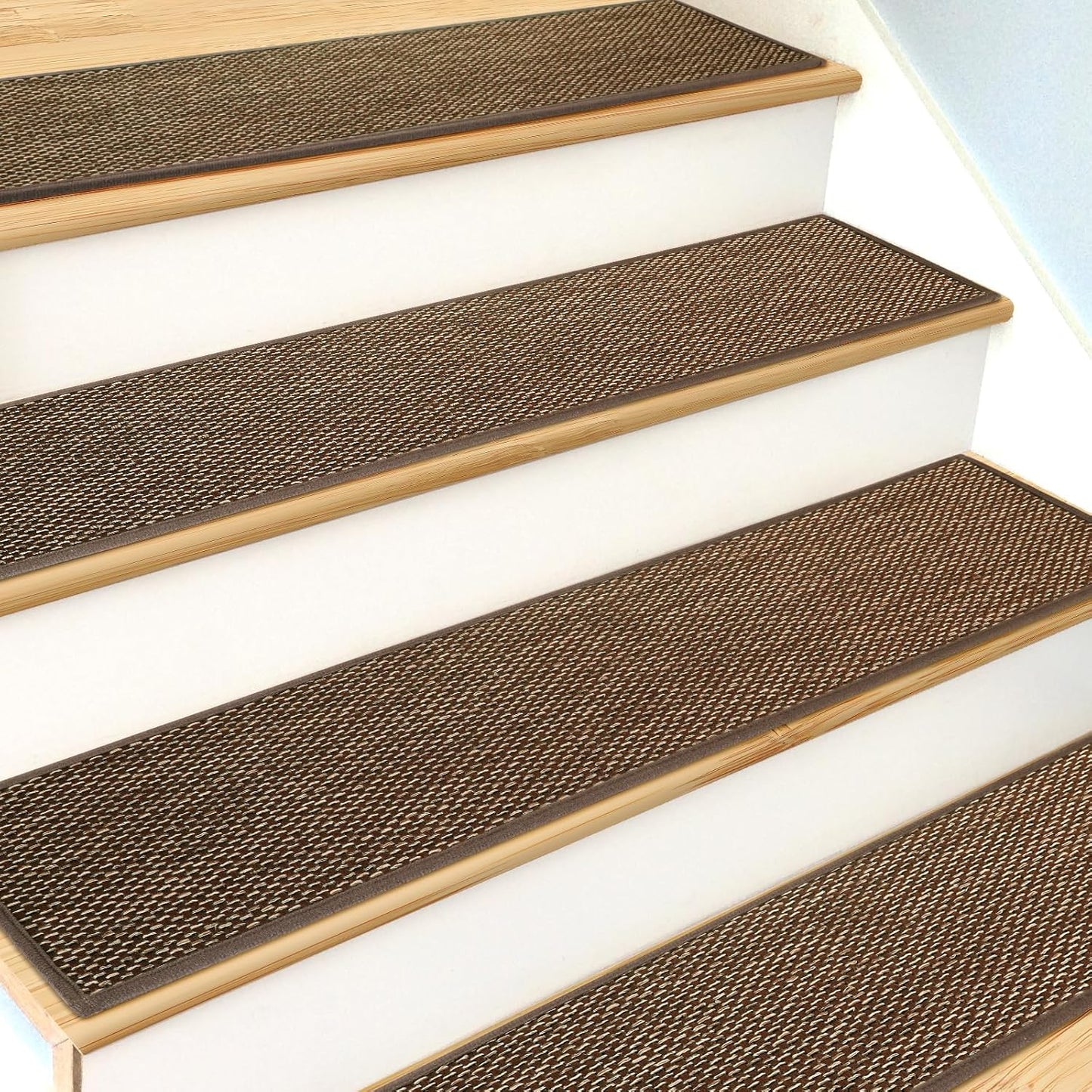 SMILOOL Stair Treads Non Slip for Wooden Steps Indoor 9" x 36" 15 Pack Extra Wide Stair Tread Carpet Stairs Runner, Step Pads with Reusable Adhesive for Dogs Kids Elders, Machine Washable, Beige