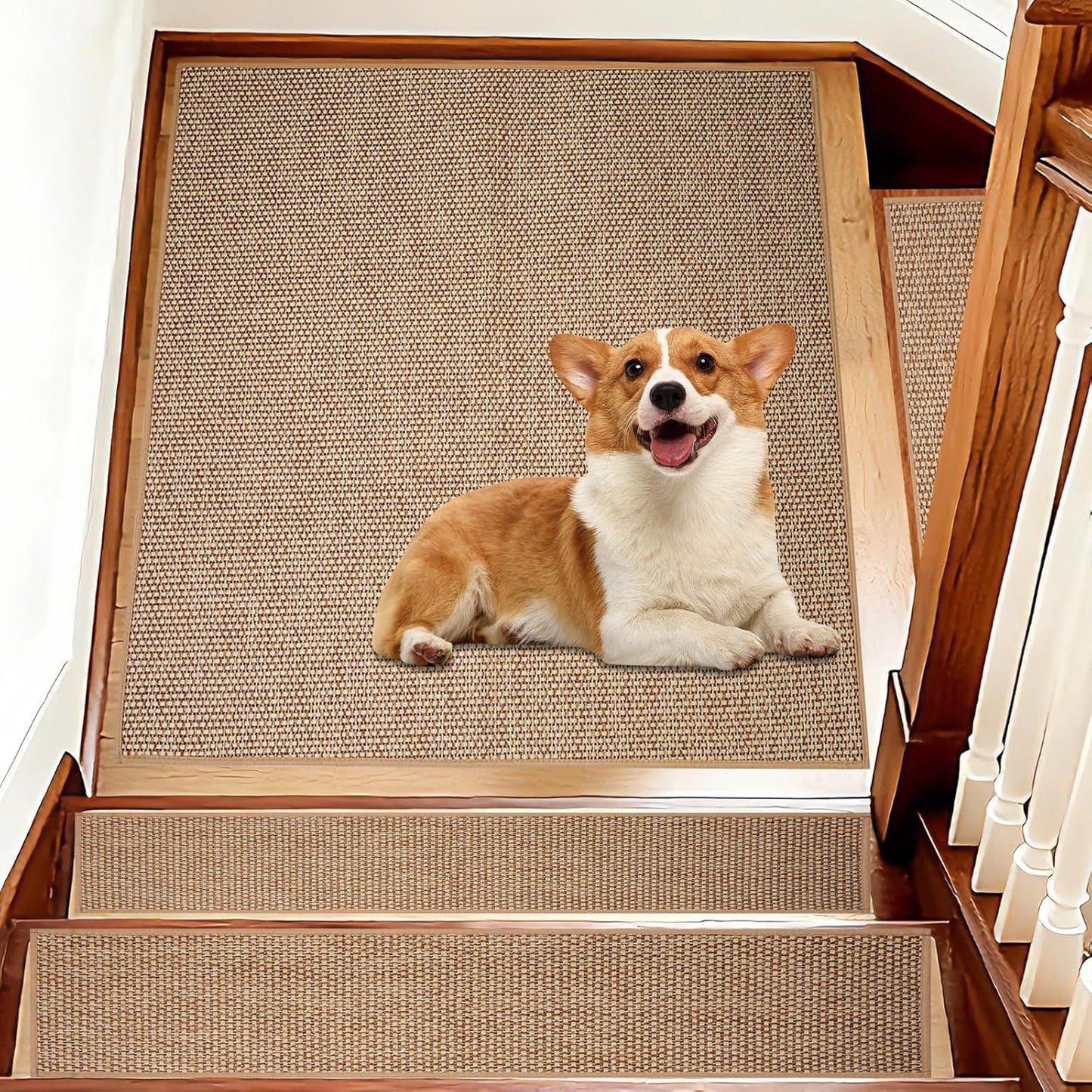 Carpet Stairs Runner for Wood Stairs, 8"x 30",Reusable Washable Self-Stick Stair Treads, for Indoor Steps, Non Slip for Kids Elders and Pets Stair Mats Residue Free, Grey 15-Pack