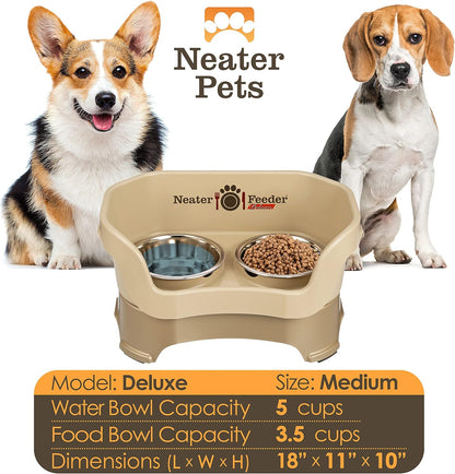 Neater Pet Brands Neater Feeder Deluxe Mess Proof Dog Bowls Elevated for Large Dogs Over 40 lbs, Made in USA, No Spill Raised Dog Food Bowl Stand Feeding Station, Food and Water Bowl Set, Black