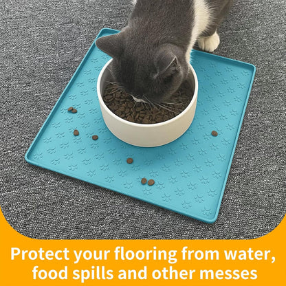Ptlom Pet Placemat for Dog and Cat, Mat for Prevent Food and Water Overflow, Suitable for Small, Medium and Big Pet, 18" 12", Grey, Silicone