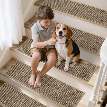 BEQHAUSE Stair Treads for Wooden Steps 28inX9in, Carpet Stair Treads Non Slip Indoor, Machine Washable Stair Runners for Kids Elders and Pets, Carpet for Stair Rugs Mat, TPE Backing, 15pcs, Taupe