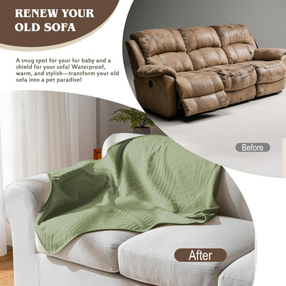 Waterproof Couch Cover, Reversible, Pet-Friendly, Washable and Anti-Slip Couch Covers for Sofa Protection with 3 Cushions, Sofa Slipcovers for Dogs and Cats (71×118in/Brown)
