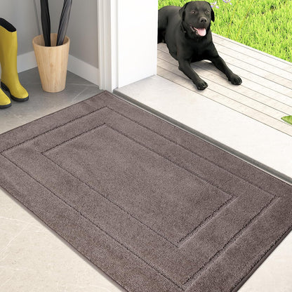 PURRUGS Dirt Trapping Door Mat 32" x 47", Non-Slip/Skid Machine Washable Entryway Rug, Dog Doormat, Super Absorbent Welcome Mat for Muddy Wet Shoes and Paws, Grayish Brown