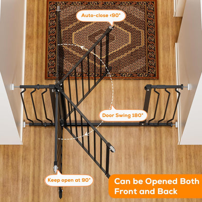 29-43" Baby Gate for Stairs, Baby Safety Essentials, Auto Close Gate for Doorways, Easy Install Pressure Mounted Dog Gate Indoor, Pet Gates for Dogs, White