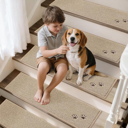 BEQHAUSE Stair Treads for Wooden Steps 28inX9in, Non Slip Carpet Stair Treads Indoor Stair Runners Machine Washable, Soft Stair Rugs Mat Surface Polyester TPE Backing, 4pcs, Charcoal