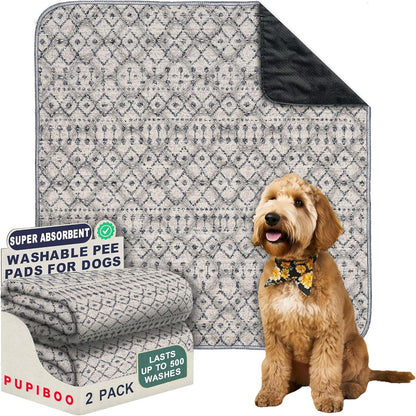 PUPIBOO Washable Pee Pads for Dogs and Cats - Super Absorbent Reusable Puppy Training Pads - 100% Waterproof, Leak-Proof & Non-Slip Whelping Pads for Pet Housebreaking