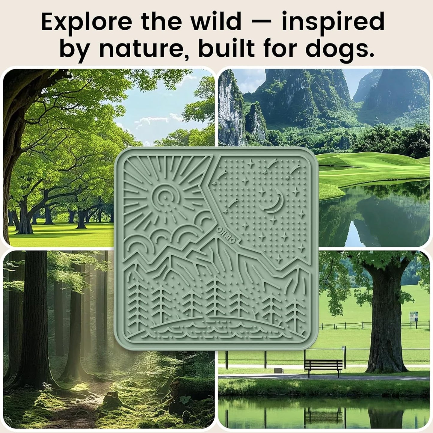 OHMO Lick Mat for Dogs and Cats Large(2 Pack) Nature Design Easy to Clean Pet Slow Feeder with Suction Cups, for Anxiety Relief and Boredom Reduction(Mars+Coral)