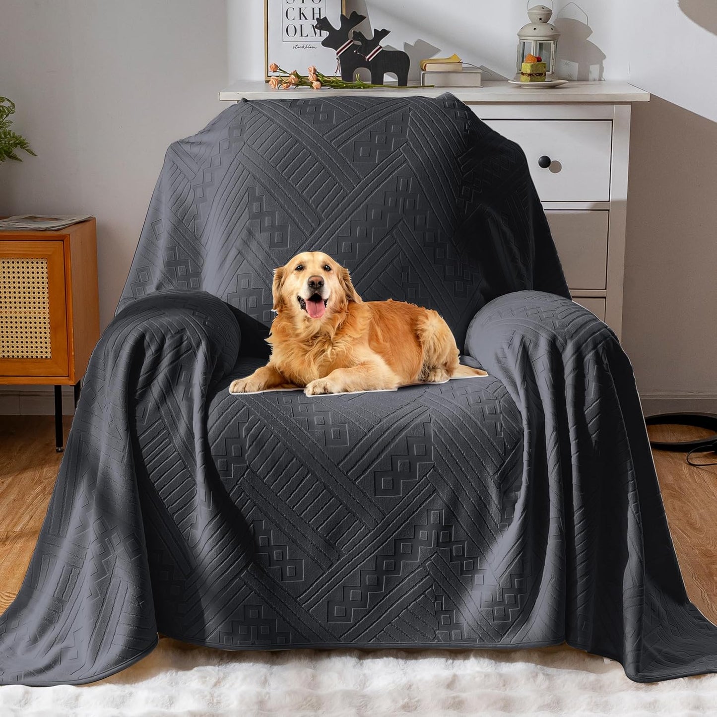 Waterproof Couch Cover, Reversible, Pet-Friendly, Washable and Anti-Slip Couch Covers for Sofa Protection with 3 Cushions, Sofa Slipcovers for Dogs and Cats (71×118in/Brown)