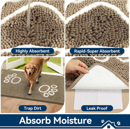 Bcoimo Super Absorbent Dog Door Mat, 30"*20" Anti Slip Mat for Muddy Paws, Pet Rugs for Dirty Paws Washable that Absorbs Moisture and Dirt, for Dog Cage and Pet Resting Carpet