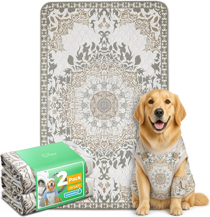 FXW Washable Pee Pads for Dogs, Puppy Pads with Super Absorbent, Specifically Designed for FXW Rollick/Homeplus 24inch 6 Panels Dog Playpen, 39" x 63" Rectangle, Khaki, 1 Pack