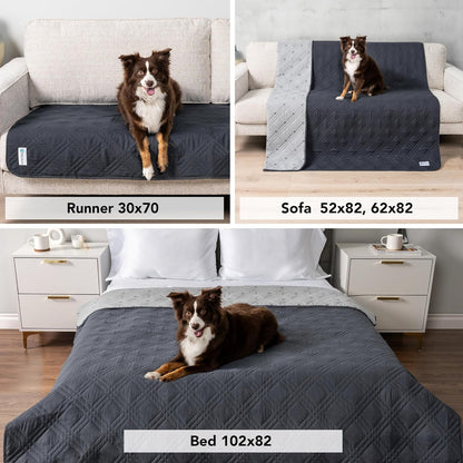 PetAmi Waterproof Couch Cover for Dogs, Reversible Furniture Cover Sofa Protector for Pet Cat Bed, Washable Blanket Dog Cover for Couch Seat, 52x82 Gray
